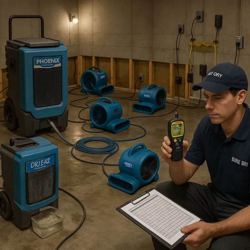 Structural Drying and Dehumidification process in Collinsburg, PA